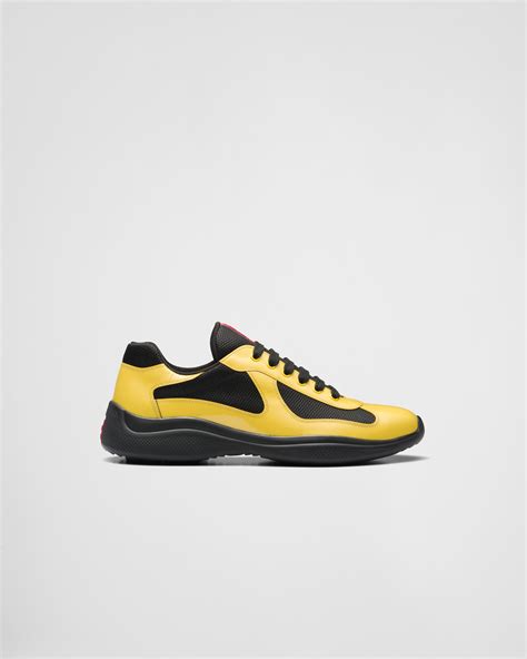 prada black and yellow shoes|black and green prada sneakers.